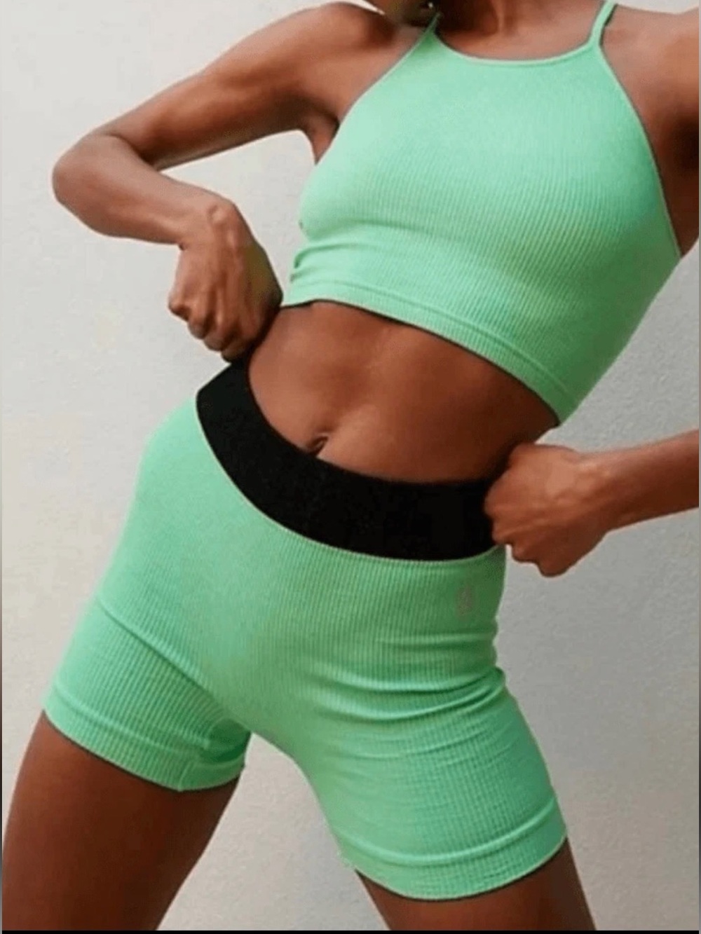 FP Movement by Free People Happiness Runs Prajna Shorts in Green & Black Size XL